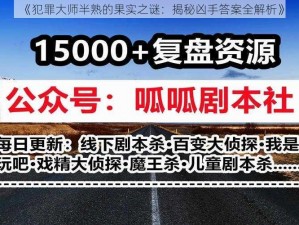 《犯罪大师半熟的果实之谜：揭秘凶手答案全解析》