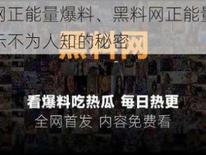 黑料网正能量爆料、黑料网正能量爆料：揭示不为人知的秘密