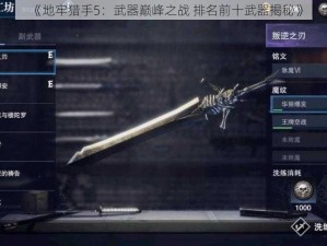 《地牢猎手5：武器巅峰之战 排名前十武器揭秘》