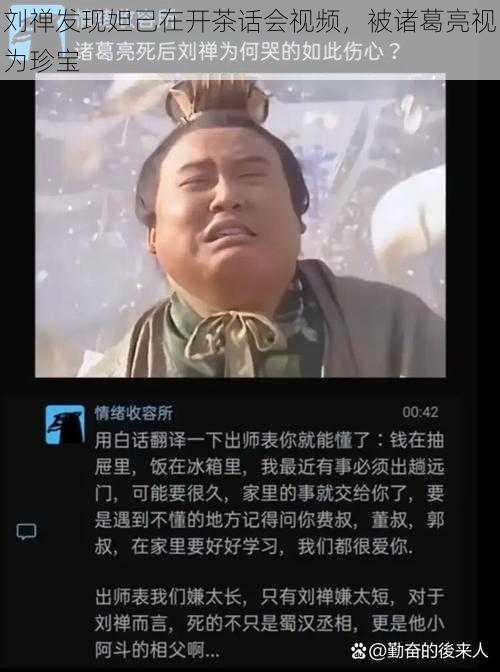 刘禅发现妲己在开茶话会视频，被诸葛亮视为珍宝