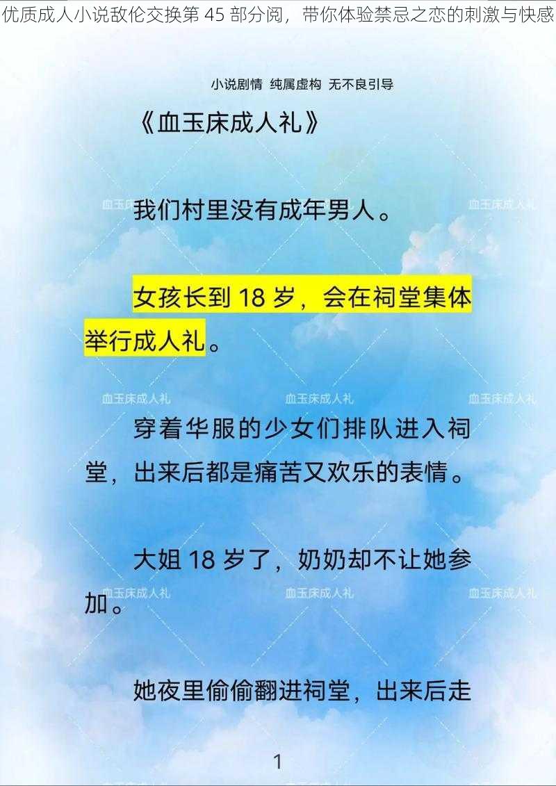 优质成人小说敌伦交换第 45 部分阅，带你体验禁忌之恋的刺激与快感