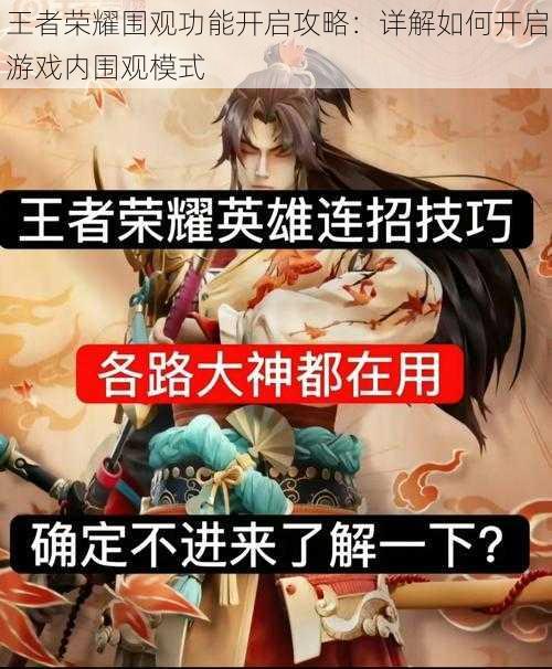 王者荣耀围观功能开启攻略：详解如何开启游戏内围观模式