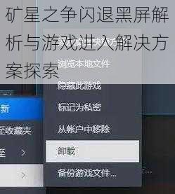 矿星之争闪退黑屏解析与游戏进入解决方案探索