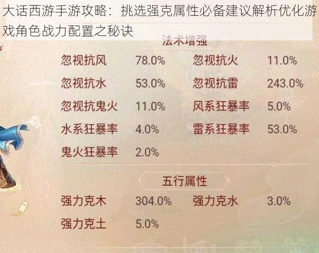 大话西游手游攻略：挑选强克属性必备建议解析优化游戏角色战力配置之秘诀