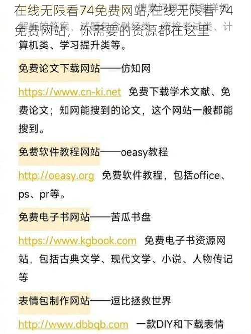 在线无限看74免费网站,在线无限看 74 免费网站，你需要的资源都在这里