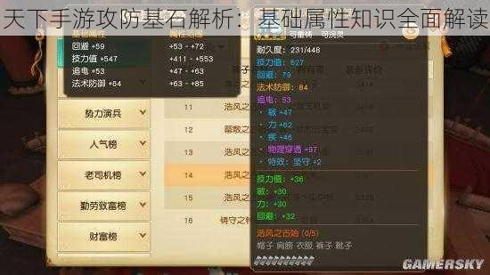 天下手游攻防基石解析：基础属性知识全面解读