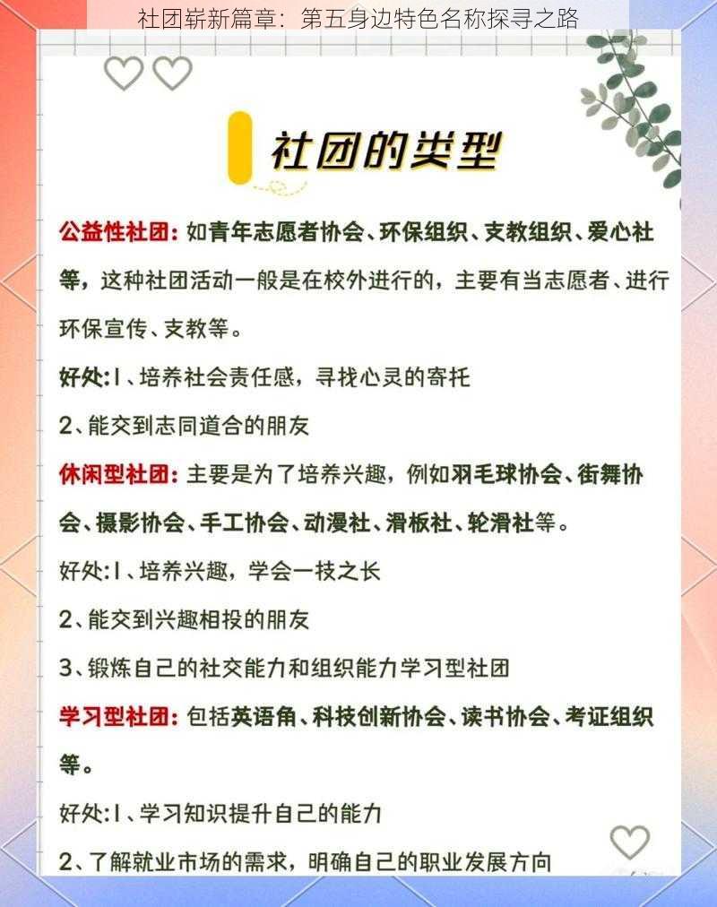 社团崭新篇章：第五身边特色名称探寻之路