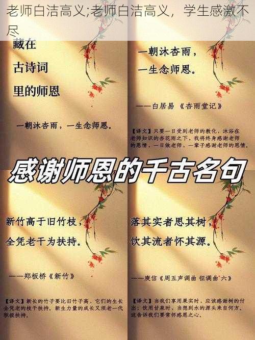 老师白洁高义;老师白洁高义，学生感激不尽