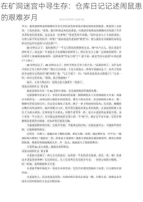 在矿洞迷宫中寻生存：仓库日记记述闹鼠患的艰难岁月