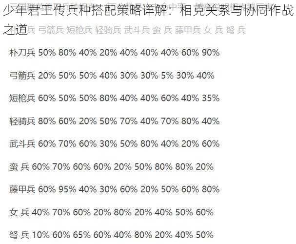 少年君王传兵种搭配策略详解：相克关系与协同作战之道