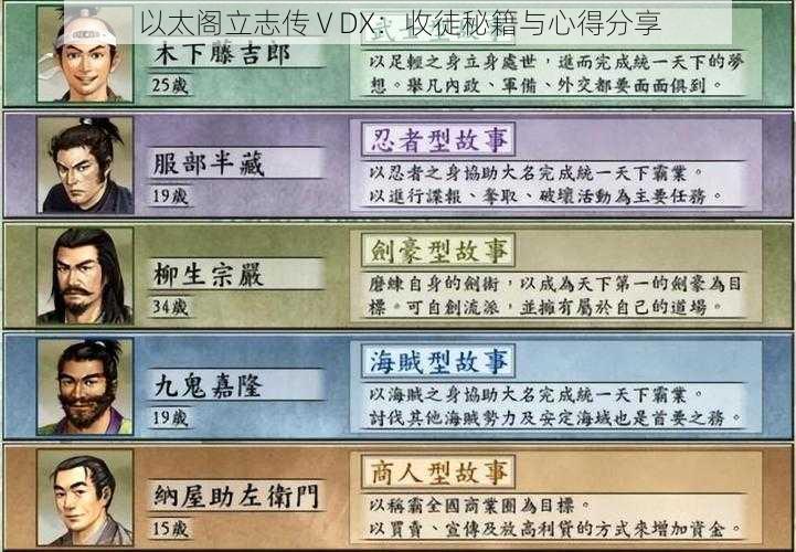 以太阁立志传ⅤDX：收徒秘籍与心得分享