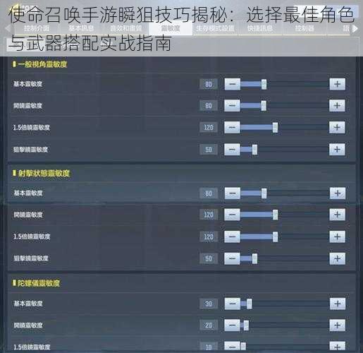 使命召唤手游瞬狙技巧揭秘：选择最佳角色与武器搭配实战指南