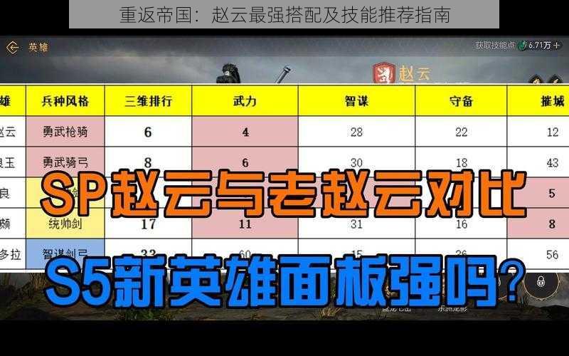 重返帝国：赵云最强搭配及技能推荐指南