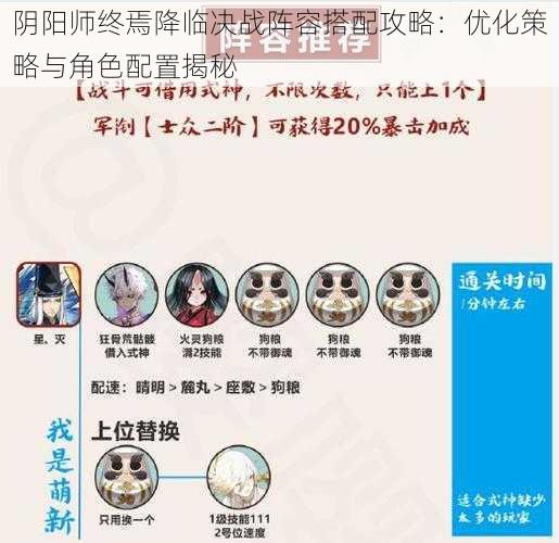 阴阳师终焉降临决战阵容搭配攻略：优化策略与角色配置揭秘